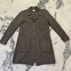 J Jill‎ Sweater Womens Size XS Brown Heathered Snap Button Patch Pocket Cardigan
